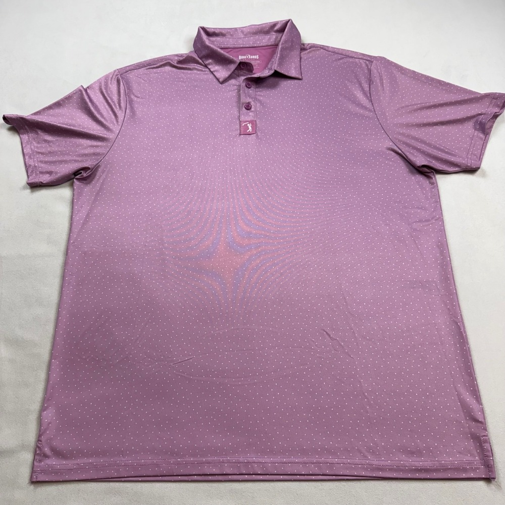 Bogey Bros Golf Co Mens XL Tinkleberry Tidbits Purple Performance Stretch Polo